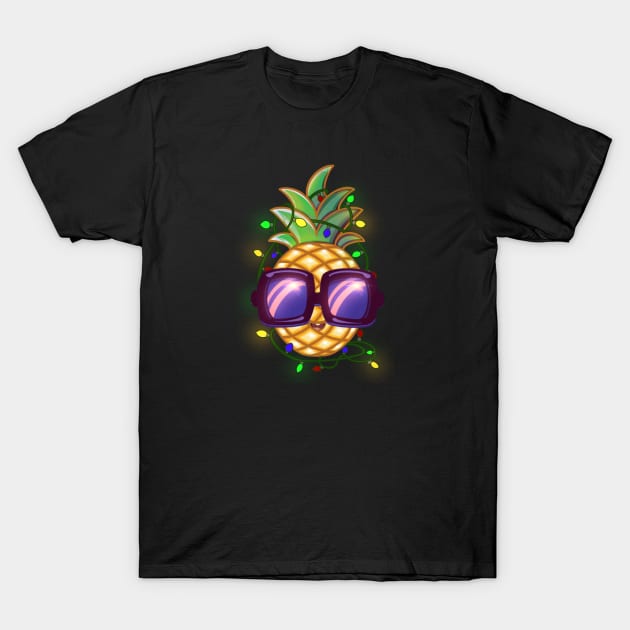 Christmas Lights Pineapple T-Shirt by Purple Canvas Studio